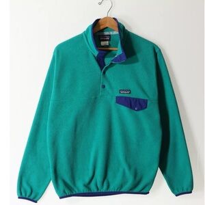 Rare Vintage Y2K Patagonia Synchilla Snap T Fleece Pullover X Small Green / Blue